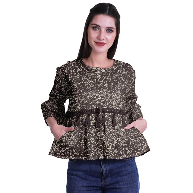 Moomaya Hauts Boho Coton Décontractés Amples Blouses Haut d'Été Col Rond T-Shirt