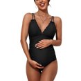 thumbnail image 1 of Maillot une Pièce Froncé sur le Côté pour Maternité, Col en V, Maillot de Bain de Grossesse, Maillot de Bain Modeste, 1 of 5