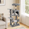 thumbnail image 4 of Costway 44" Tall Multi-level Cat Tree with Cushion Top Perch, 2-Entrance Large Cat Condo Light Gray, 4 of 10