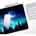 thumbnail image 5 of Space Galaxy Mouse Pad Tree Forest Moon Gaming Mousepad Non Slip Rubber Base Square Small Mouse Pads for Desk Wireless Mouse Computer Laptop Mouse Mat Desk Accessories Office Decor - Blue Black, 5 of 5