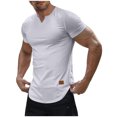 thumbnail image 2 of asjyhkr Mens Workout Compression T Shirts Ribbed V Neck Short Sleeve Tops Summer 2025 Gym Athletic Running Tees, 2 of 9