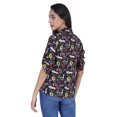 thumbnail image 4 of Moomaya Womens Printed Top Roll-Up&nbsp;Sleeve Collar Neck Button-Down Shirt, 4 of 7