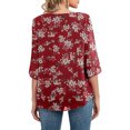 thumbnail image 4 of Pompotops Femmes Casual Imprimé Floral Col Rond 3/4 Manches en Mousseline de Soie Blouse Tops, 4 of 7
