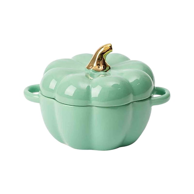 Yhmxh Gadgets de Cuisine Gadgets de Cuisson Cadeaux de Cuisine Maison et Cuisine Bol en Céramique avec Couvercle Marmite Casserole Citrouille Couverts de Cuisine Ménagers Bol à Riz Bol Citrouille