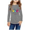 thumbnail image 2 of Huvoen Filles Coton Manches Longues Col Ras du Cou Chandail à Enfiler Manches Longues Blouses et Chemises à Col Rond Filles Chemises à Manches Longues à Imprimés Jolis Chandails Ras du Cou Hauts Blouses Habillées Décontractées Vêtements Gris 9 Ans, 2 of 5