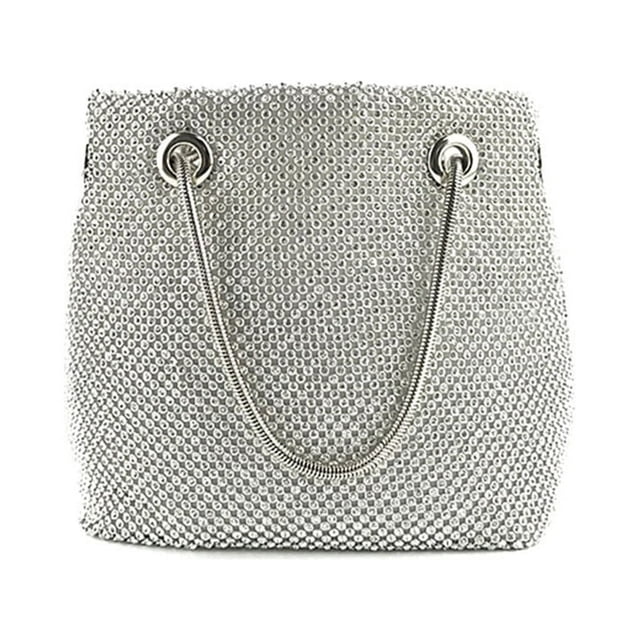 AMERTEER Sac de Soirée pour Femmes en Filet à Paillettes, Sac Seau Asymétrique, Sac à Main, Sac à Chaîne