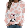 thumbnail image 1 of CEHVOM Womens Shirts Round-Neck Print Long Sleeve Tops Printed Regular Blouse Clearance, 1 of 5