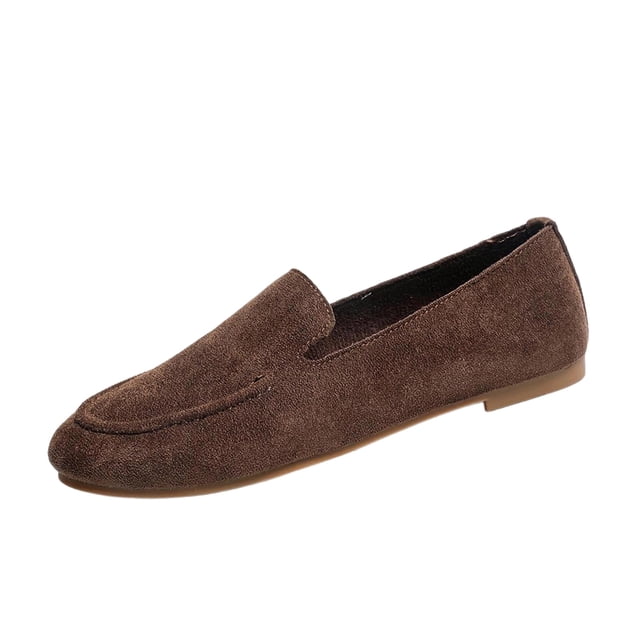 WRKEKC Womens Shoes Spring Fall Solid Color Low Cut Vintage Outdoor Slip On Loafers Round Toe Flat Footwear