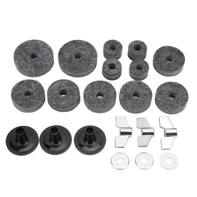 21Pcs Cymbale Remplacement Accessoires Feutres Manches Aile Écrous Rondelles pour Hi Chapeau Embrayage CupGrey