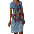 thumbnail image 2 of SMihono Robe d'Été Grande Taille pour Femmes 2023 Manches Courtes Robes Mode Fleurs Imprimées Taille Robe Soleil Col en V Longueur Genou, 2 of 5