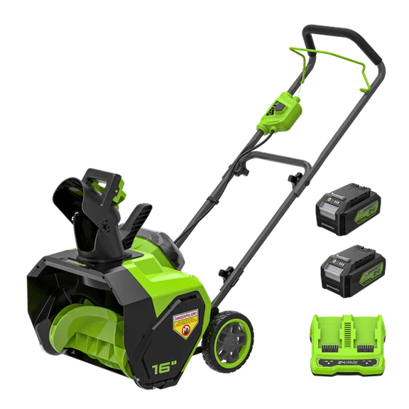 Souffleuse à neige sans fil 16" 48V (2×24V) Greenworks, inclut (2) batteries 4,0 Ah et chargeur rapide double 4 A