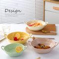 thumbnail image 4 of ruzhgo Matte Two Ear Salad Bowl Irregular Ceramic Serving Plate Simple Style Heat-resistant Air Fryer Food Container Tableware White, 4 of 9