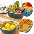 thumbnail image 2 of Fruit Plate 2 Multifunctional Double Layered Drain Basin Strainer Set for Fruit Vegetables Kitchen Wash Bowl Sifting Organizer, 2 of 8