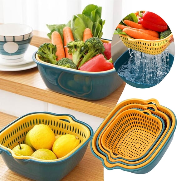 Fruit Plate and Kitchen Set Layer Drain Basin with Strainer for Fruit and Vegetables Ideal for Food Prep and