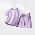 thumbnail image 2 of Gubotare Ensemble Athlétique pour Tout-Petit Ensembles de Vêtements pour Garçons T-Shirt à Col Ras du Cou de Performance Athlétique Ample et Short Tenues 2T 3T (Violet,2-3 Ans), 2 of 4