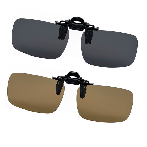 Joopin 2 Pairs Polarized Clip On Sunglasses Over Eyeglasses for Men Women UV Protection (black+brown)