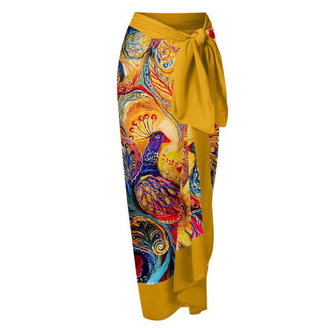 Nouvelle Robe de Plage Aguichant Imprimée Rétro Maillot de Bain Jupe Longue Tenue de Fête Tenue de Plage Été