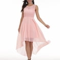 thumbnail image 4 of Pompotops Robe de Demoiselle d'Honneur Hi-Lo en Dentelle Florale pour Femme Sans Manches Robe Longue Formelle de Mariage, 4 of 8