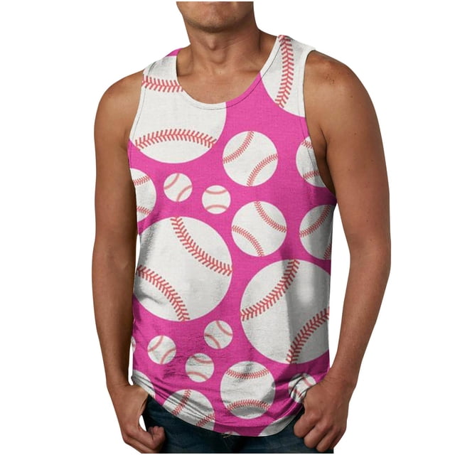 LSLJS Baseball Tank Tops for Men Summer Casual Sleeveless T Shirts Funny Baseball Graphic Tank Tops