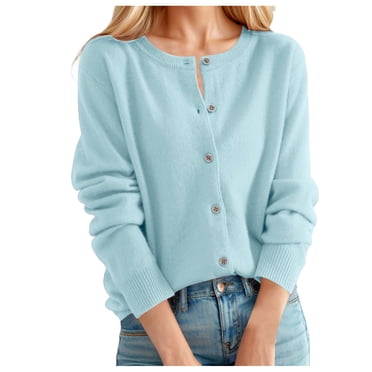 Cardigan pour Femme Chandail Classique Col Rond Col à Boutons Tricot devant Ouvert Cardigan pour Femme P