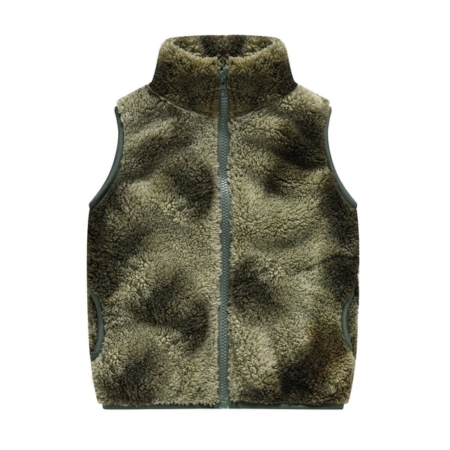 MIASHUI Manteaux d'Hiver pour Enfants, Garçons et Filles Tout-Petits, Gilet Chaud à Fermeture Éclair, Sans Manches à Rayures, Vert Armée, 4-5 Ans