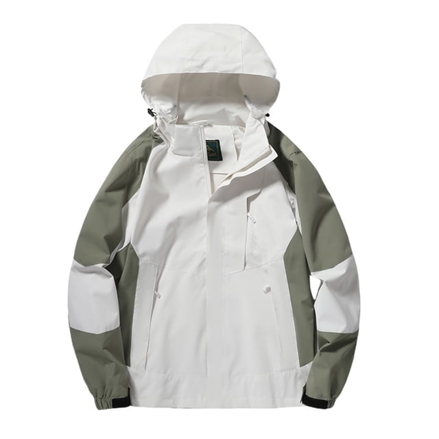 ManxiVoo Detachable Hood Women's Rain Jacket Multi-Purpose Hiking Windcoat With Adjustable Cuffs For Commuting XXXXL Size Light Green