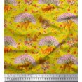 thumbnail image 1 of Soimoi Modal Satin Fabric Tree,Floral & Deer Animal Print Fabric by Yard 42 Inch Wide, 1 of 3
