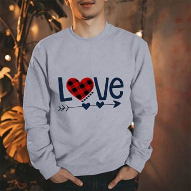 Weiqiqre Chandail de la Saint-Valentin pour Femmes, T-Shirt Graphique Cœur d'Amour, Haut Décontracté à Manches Longues avec Cœur, Chandail de la Saint-Valentin