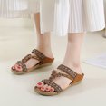 thumbnail image 4 of LSLJS Bohemian Flat Flower Rhinestone Sandals Outer Beach Sandals, Women's Slippers, 4 of 9