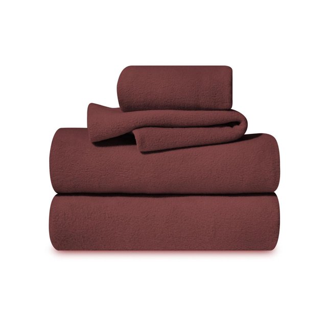 Northern Comfort Ensemble de Draps en Micropolaire Super Douillet, Brun Foncé, Plié pour Montrer Drap-Housse, Drap Plat et Taies d'Oreiller avec texture Micropolaire Douce, Idéal pour la Literie de Chambre et pour Ajouter de la Chaleur à Tout Lit.
