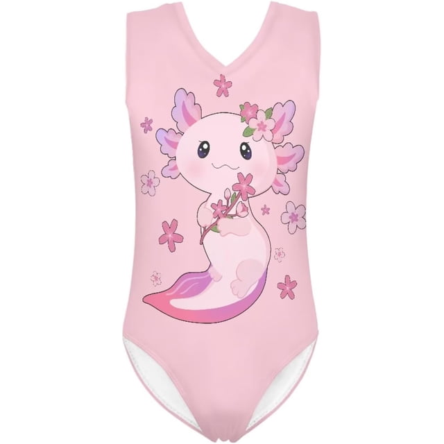 Maillot de Bain une Pièce pour Filles 3-14 Col en V Maillot Sans Manches