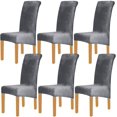 thumbnail image 1 of Large Size High Back Thicker Plush Dining Chair Covers Set of 6, Elastic Kitchen Chair Slipcovers Removable Nonslip for Hotel Dining Room Ceremony Banquet Wedding Party, 1 of 11