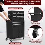 GloryStar 8-Drawer Poitrine d'outils, Organisateur de boîte à outils avec roues verrouillables & Haut amovible & Étagère réglable, Boîte à outils pour garage d'atelier