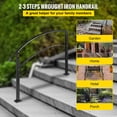 thumbnail image 2 of VEVOR Handrail Stair Railing Handrails 3-Step Handrail Fits 1 or 3 Steps Matte Black Stair Rail Wrought Iron Handrail with Installation Kit Hand Rails for Outdoor Steps, 2 of 9