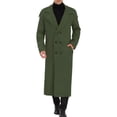 thumbnail image 2 of INSPIRE CHIC Men's Winter Pea Coat Notch Lapel Double Breasted Solid Color Overcoat M Olive Green, 2 of 7