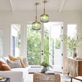 thumbnail image 3 of KCO Lighting Vintage Green Glass Pendant Light Kitchen Island Lighting Farmhouse Ribbed Glass Pendant Lighting Brass Gold Single Ceiling Hanging Light, 3 of 7