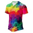 thumbnail image 1 of Qertyioot Chemises Blouses à Manches Courtes Décontractées à Col Rond à Boutons Imprimés pour Hommes Liquidation d'Été, 1 of 4