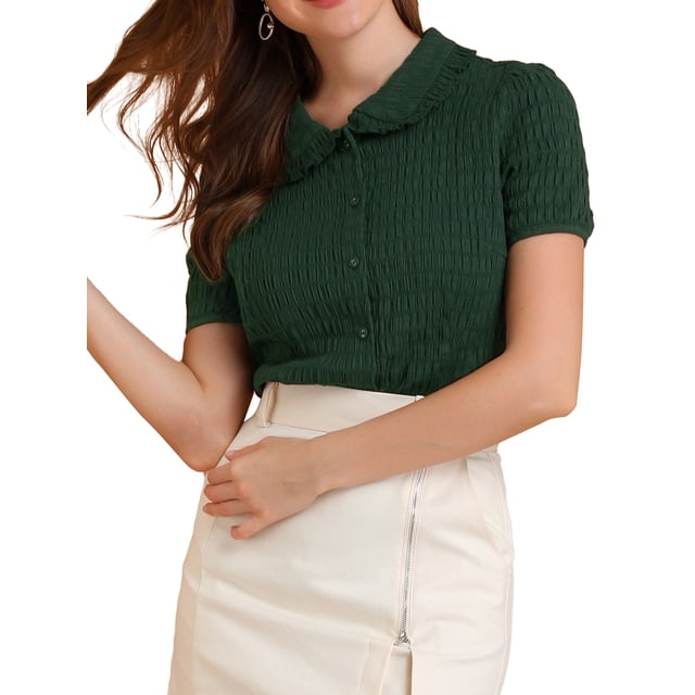 INSPIRE CHIC Chemise Douce pour Femme Vintage à Col Poupée Doux Boutonnée