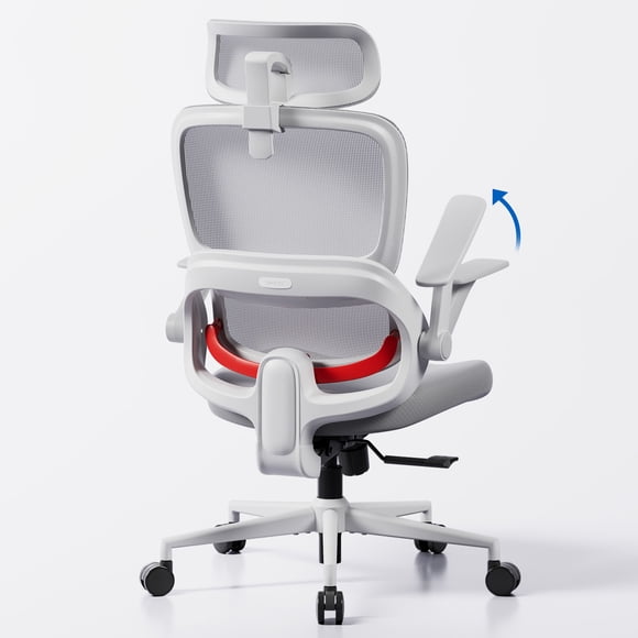 Sihoo B100 Se Fauteuil de Bureau, Dossier Double et Assise en Coton, Appui-Tête Extra Grand, Supporte jusqu'à 136 kg, Gris Pâle