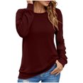 thumbnail image 1 of FAIWAD Womens Spring Tunics Tops Long Sleeve Round Neck Loose Casual Pullover Tops Basic Solid Color Tops, 1 of 6