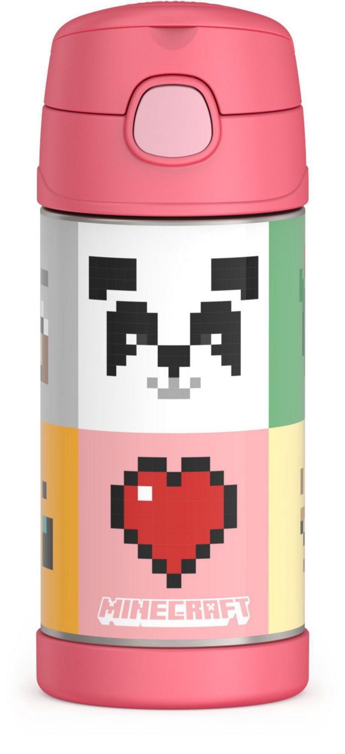 Bouteille isolée à pression de 12 Oz avec paille Funtainer de Thermos, Fille Minecraft