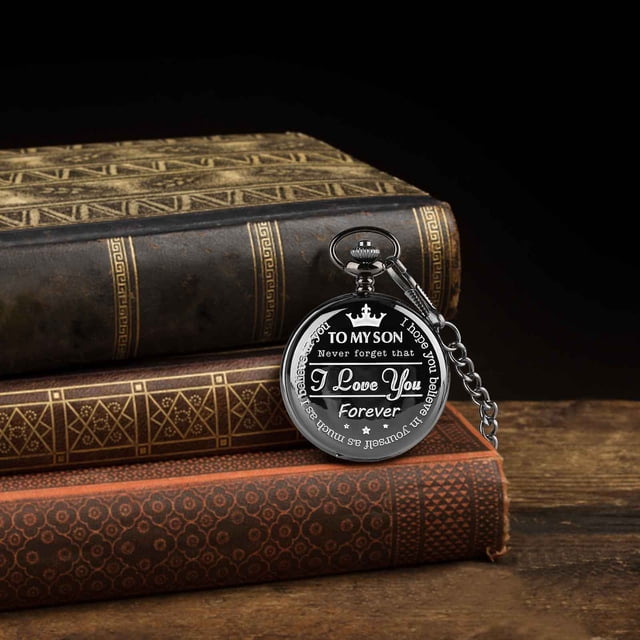 EGNMCR TO, MY SON I You Forever Fashion Lettering Commemorative Waist Chain Pocket Watch pocket watch