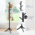 thumbnail image 4 of Costway Wooden Coat Rack Stand Entryway Hall Tree 2 Adjustable Height with 8 Hooks Black, 4 of 10