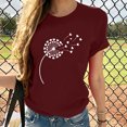 thumbnail image 1 of Meichang T-Shirts Graphiques Tendance pour Femmes Nouveauté Drôle Mignon T-Shirts à Imprimé Pissenlit Décontractés Col Rond Manches Courtes T-Shirts Légers Hauts, 1 of 7