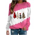 thumbnail image 2 of EGNMCR Chandails pour Femmes Hiver Joyeux Noël Imprimé Arbre Col Rond Chandails à Enfiler Blocs de Couleur Vacances T-Shirts Hauts Chandail de Noël Laid pour Femmes, 2 of 4