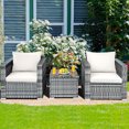 thumbnail image 4 of Gymax 3PCS Rattan Patio Conversation Furniture Set Outdoor Yard w/ White Cushion, 4 of 10