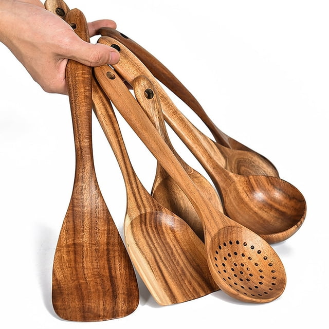 Spoon Non-Stick Teakwood Wooden Spatula Spoon Household Kitchen Utensils Kitchenware