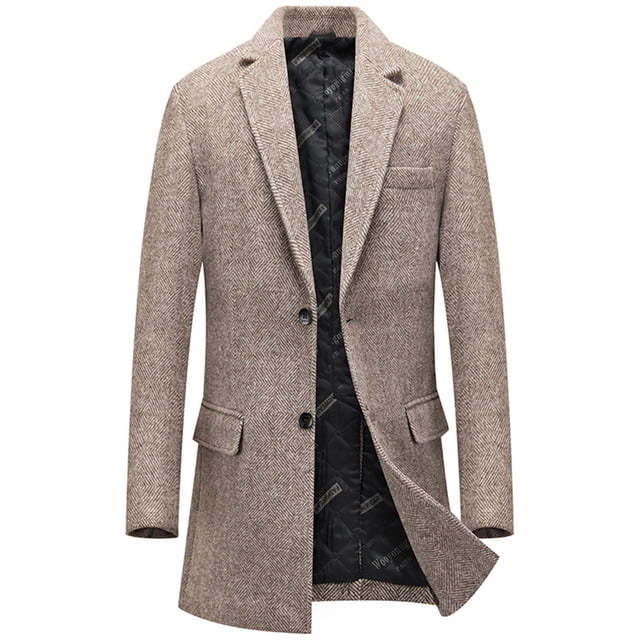 RKSTN Jackets for Men Fall Fashion Solid Color Pocket Zipper Long Sleeved Double-layer Collar Wool Coat Mens Coats