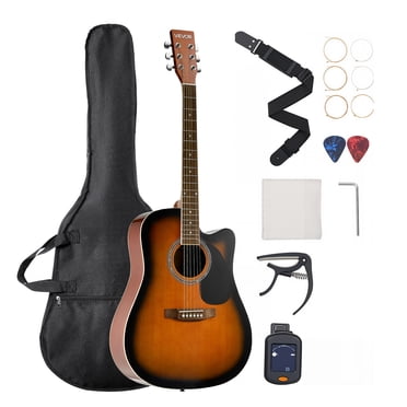 VEVOR 41 in Cutway Acoustic Guitar Beginner Bundle with Gig Bag for Adult Sunburst