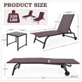 thumbnail image 2 of Yoleny Chaise Longue de Patio de 26 Pouces de Large avec Roues, Ensemble de 2 Chaises Longues de Piscine avec Dossier Réglable, Chaises Longues d'Extérieur en Textilène Imperméable avec Table d'Appoint pour Patio, Bord de Piscine, Terrasse, Brun, 2 of 7